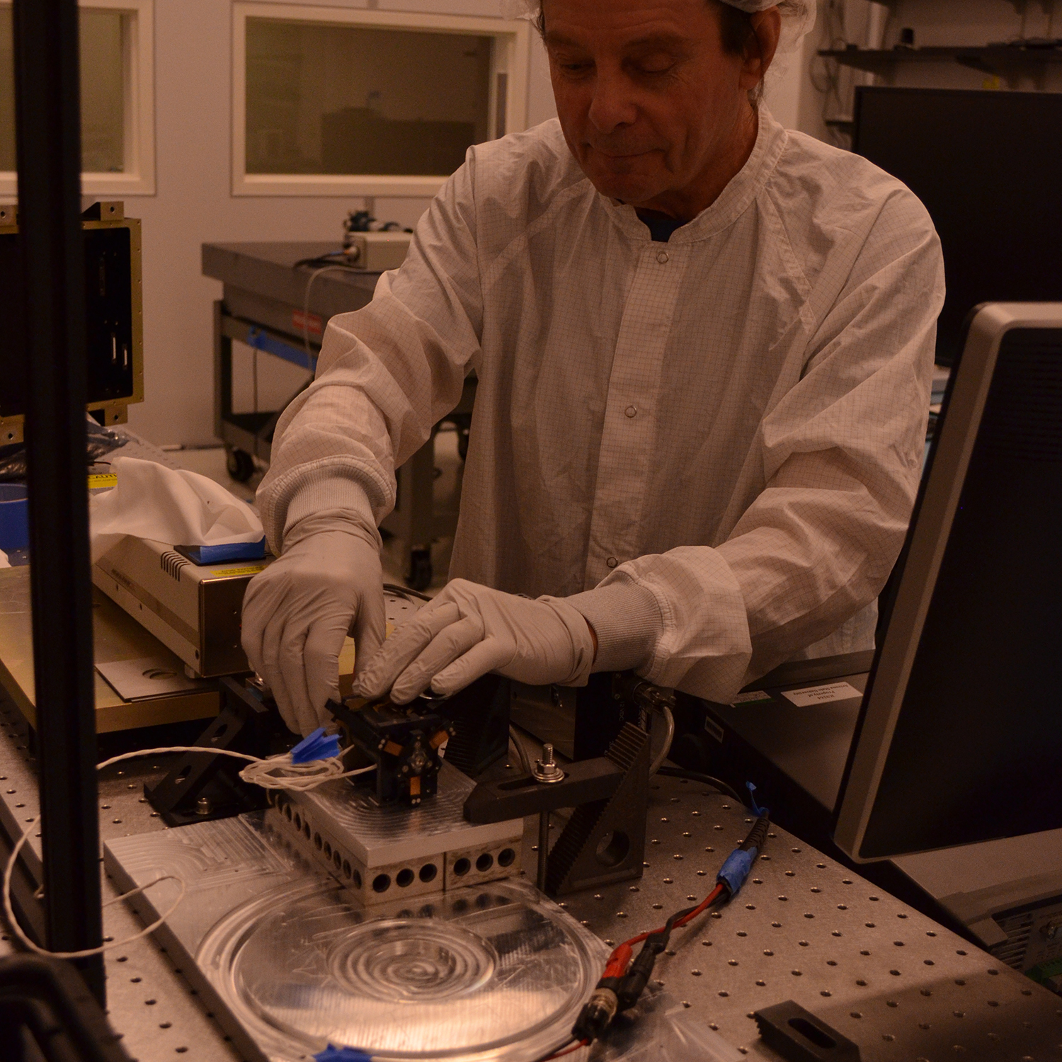 Bill O'Donnell (ASU) testing the LTES Moving Mirror Assembly.